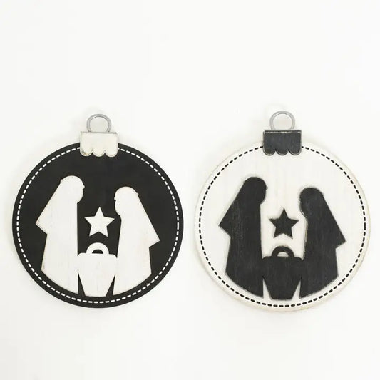 Black/White Nativity Ornament