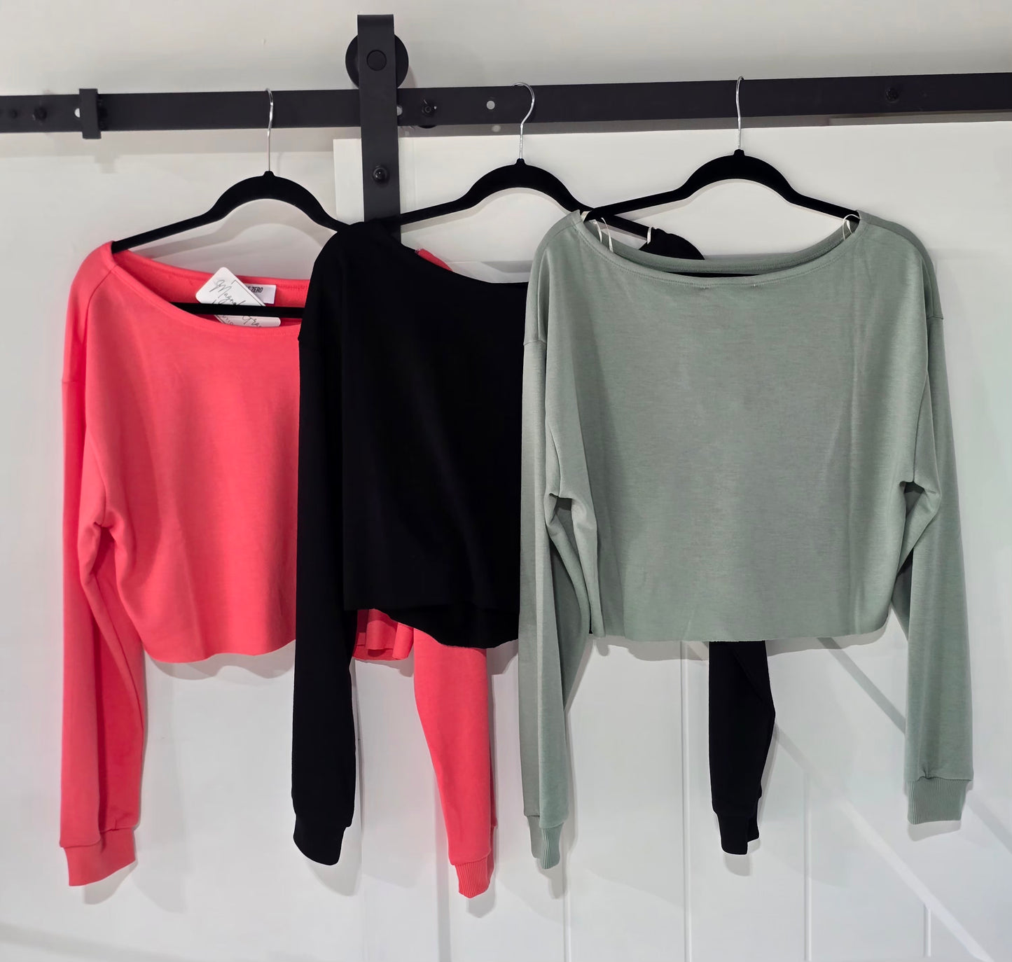 Boat Neck Long Sleeve Top (Black)