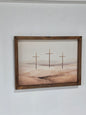 Wonderous Watercolors Framed Linen Art - Three Crosses