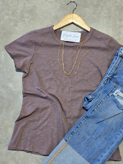 Cocoa Dyed Cotton Slub Tee
