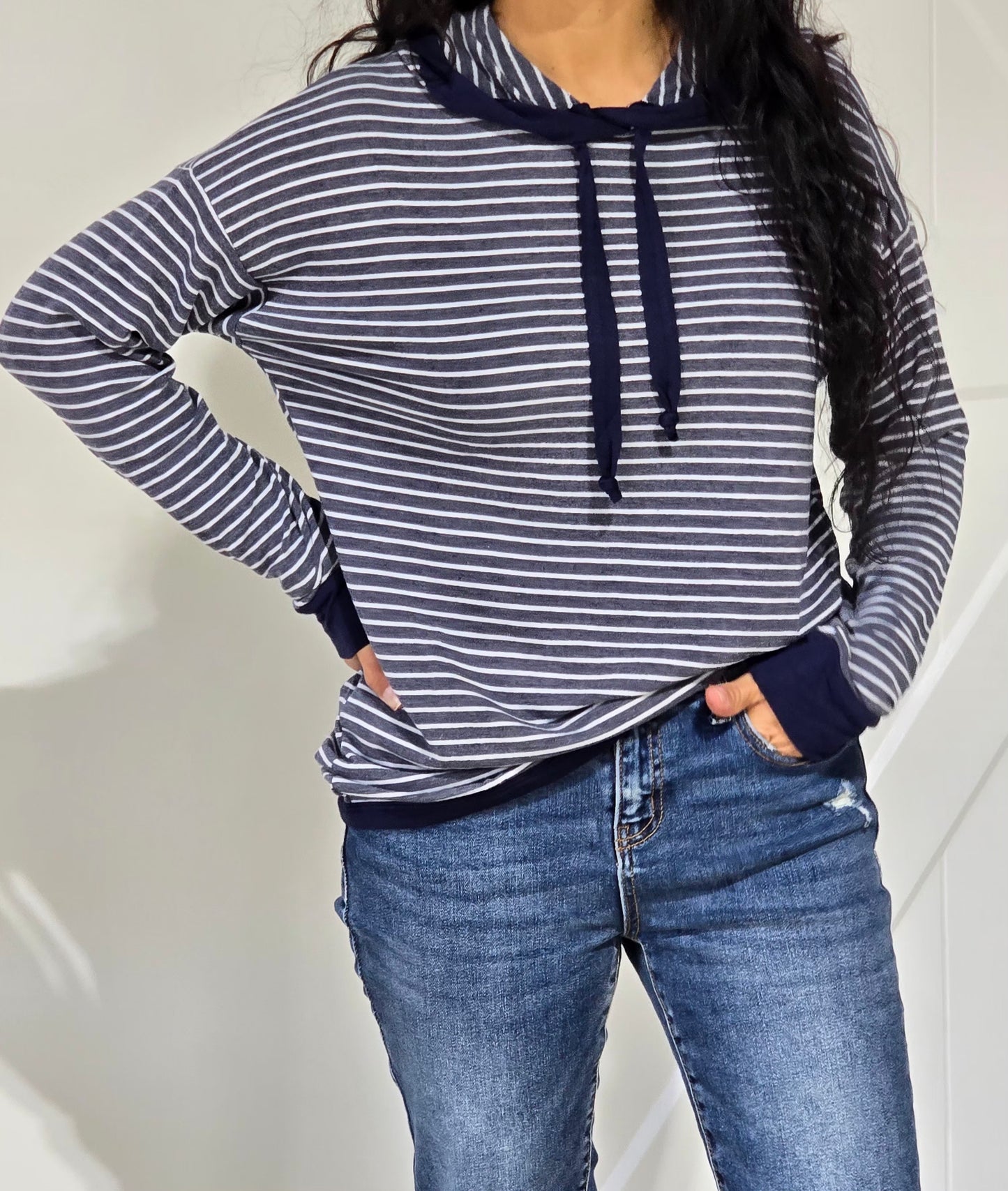 Stripped French Terry Hoodie