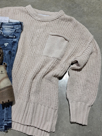 Pocket Chunky Knit Sweater