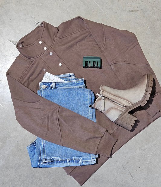 Mock Neck Snap Pullover