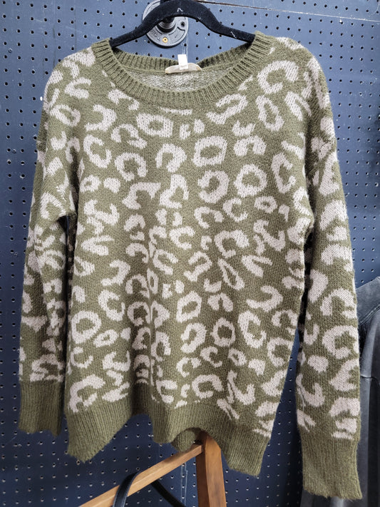 Animal Pattern Olive Sweater