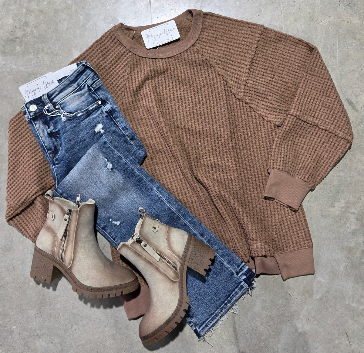 Waffle Patch Detail Pullover