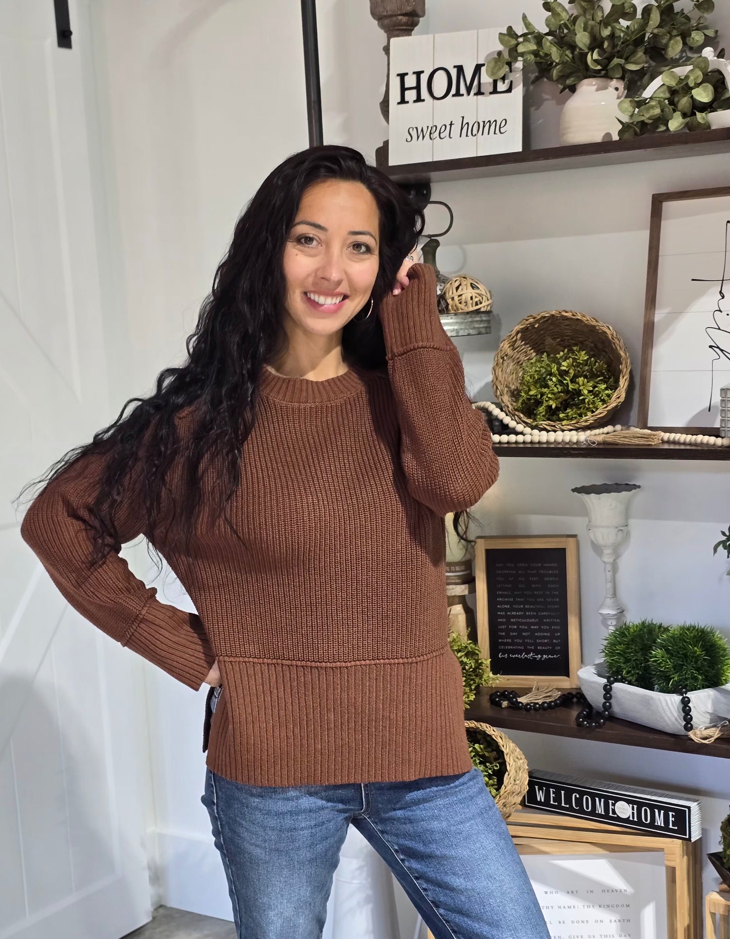 Raglan Side Slit Long Sleeve