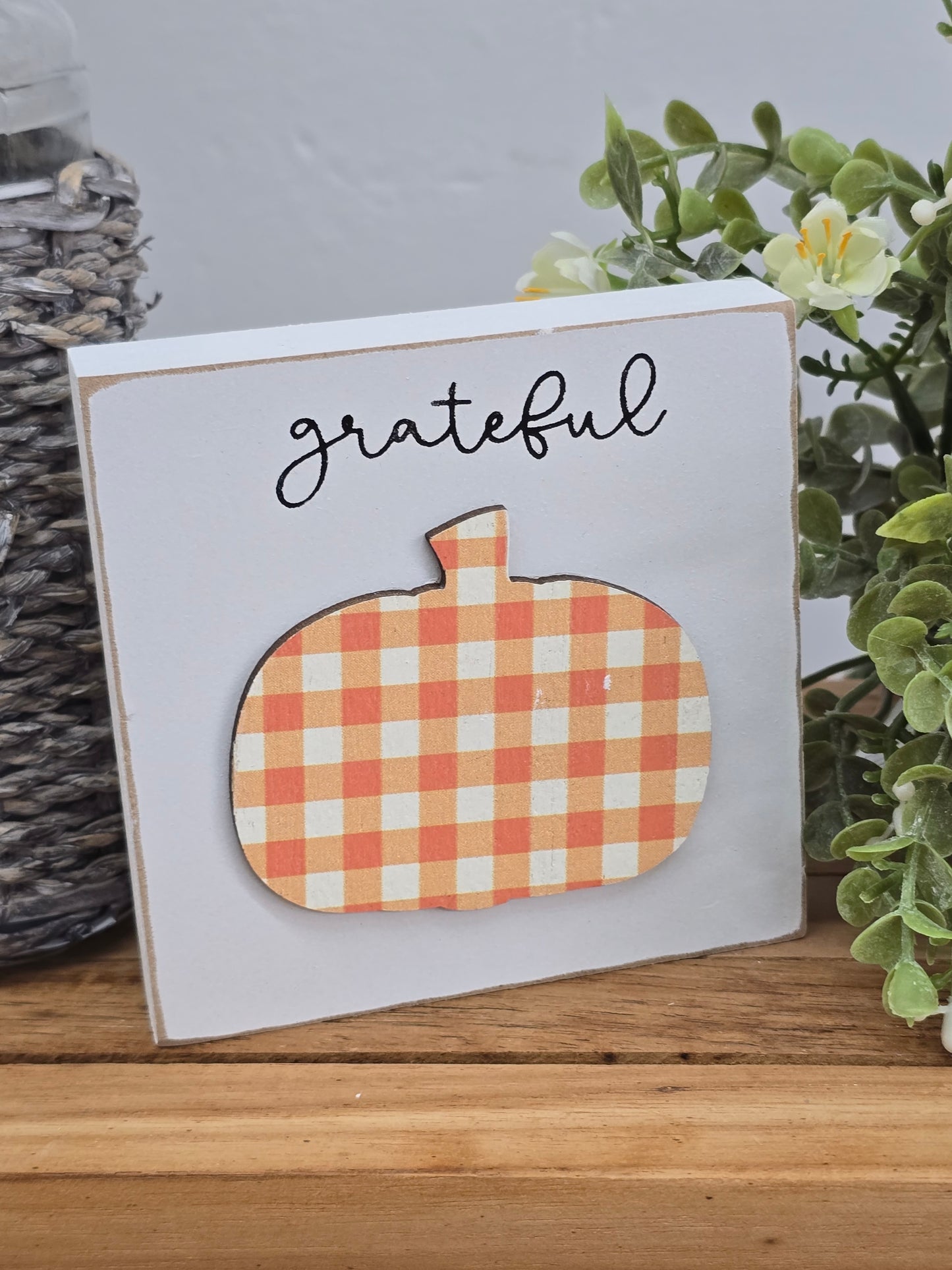 Grateful Plaid Pumpkin Block