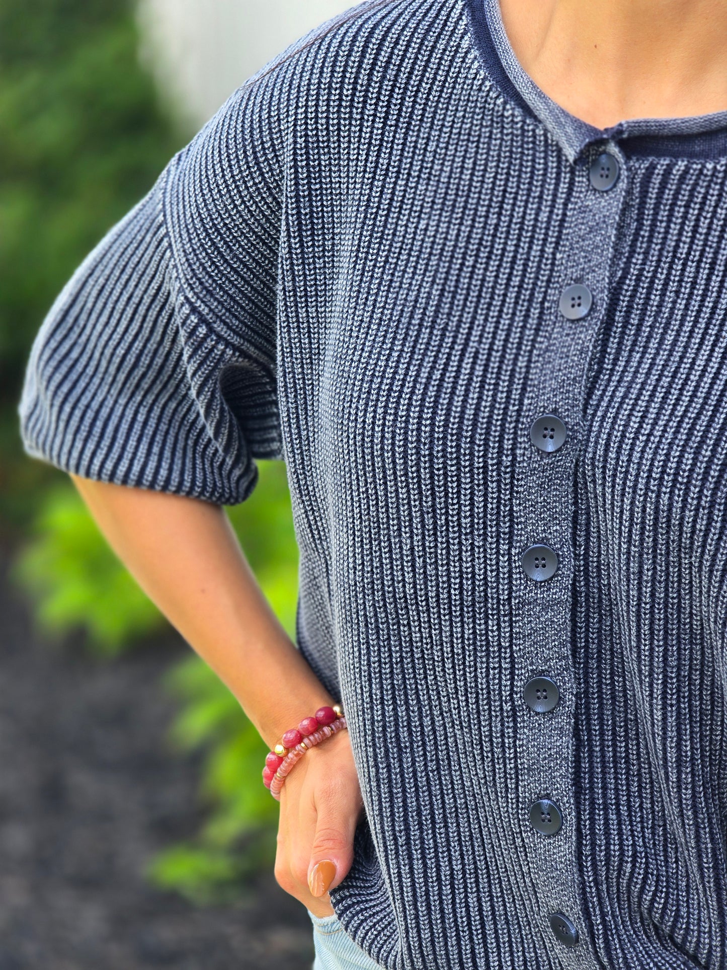 Washed Rolled Edge Cardigan