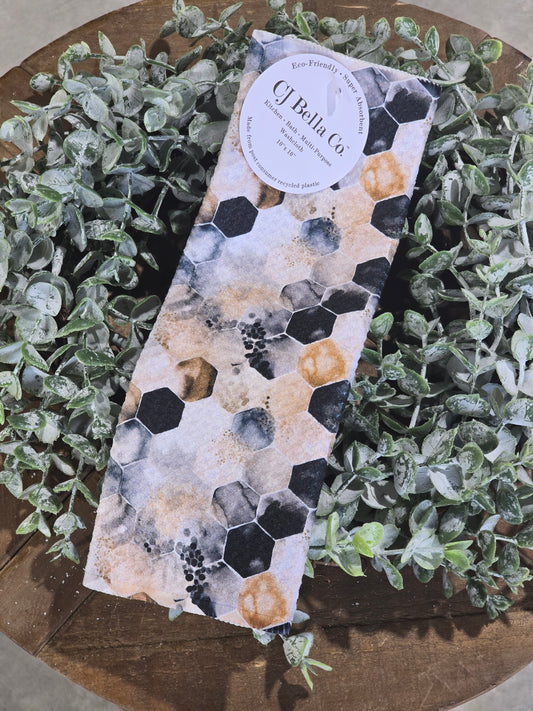 Black/Beige Hexagon Eco Friendly Washcloth