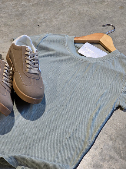 Sage Dye Ribbed Top