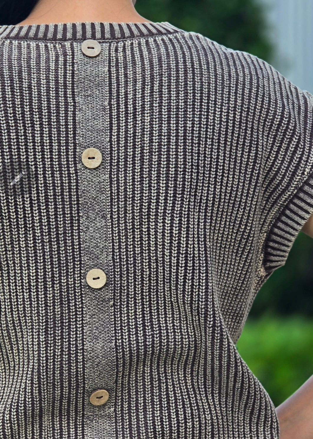 Back Button Knit Top