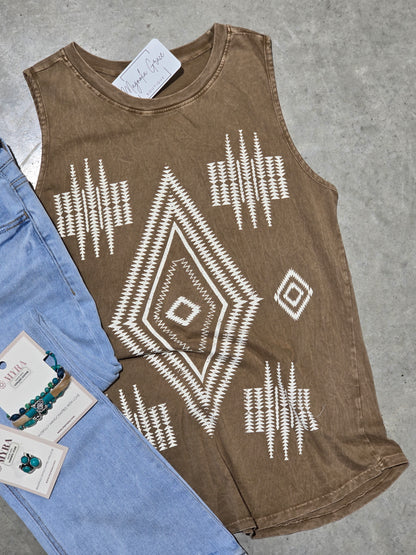 Tribal Aztec Boho Graphic Tank Top