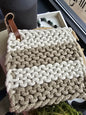 Leather Strap Knit Potholder