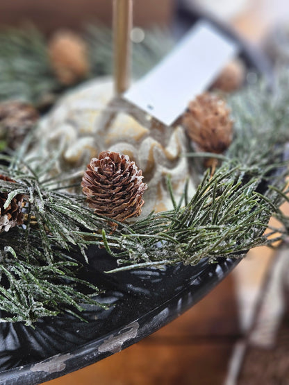 4.5" Iced Weeping Pine Candle Ring