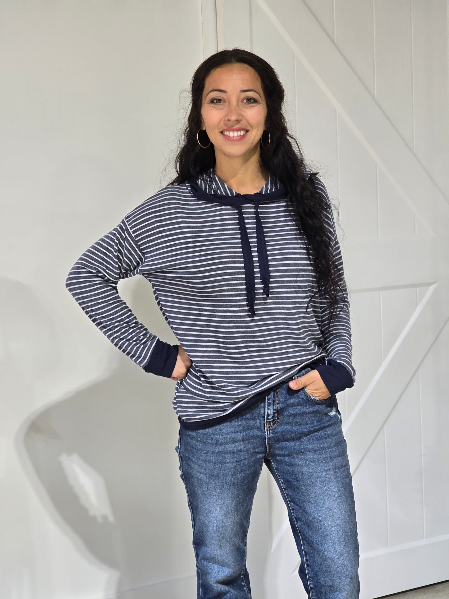 Stripped French Terry Hoodie