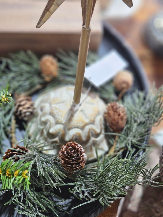 4.5" Iced Weeping Pine Candle Ring