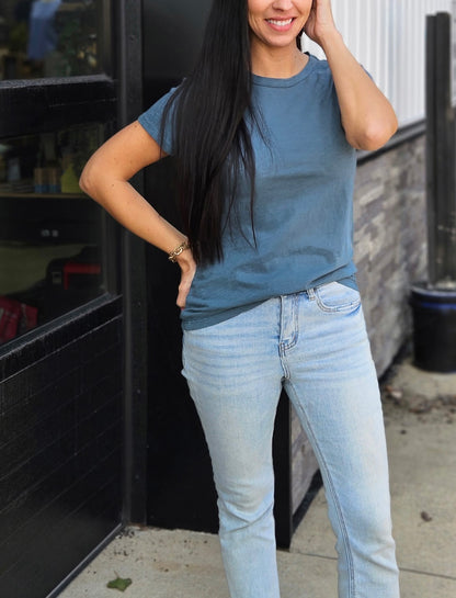 Teal Dyed Cotton Slub Tee