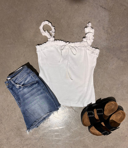 Ribbed, Ruffle Tank