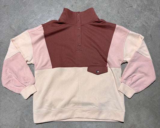 Color Block Half Snap Sweatshirt