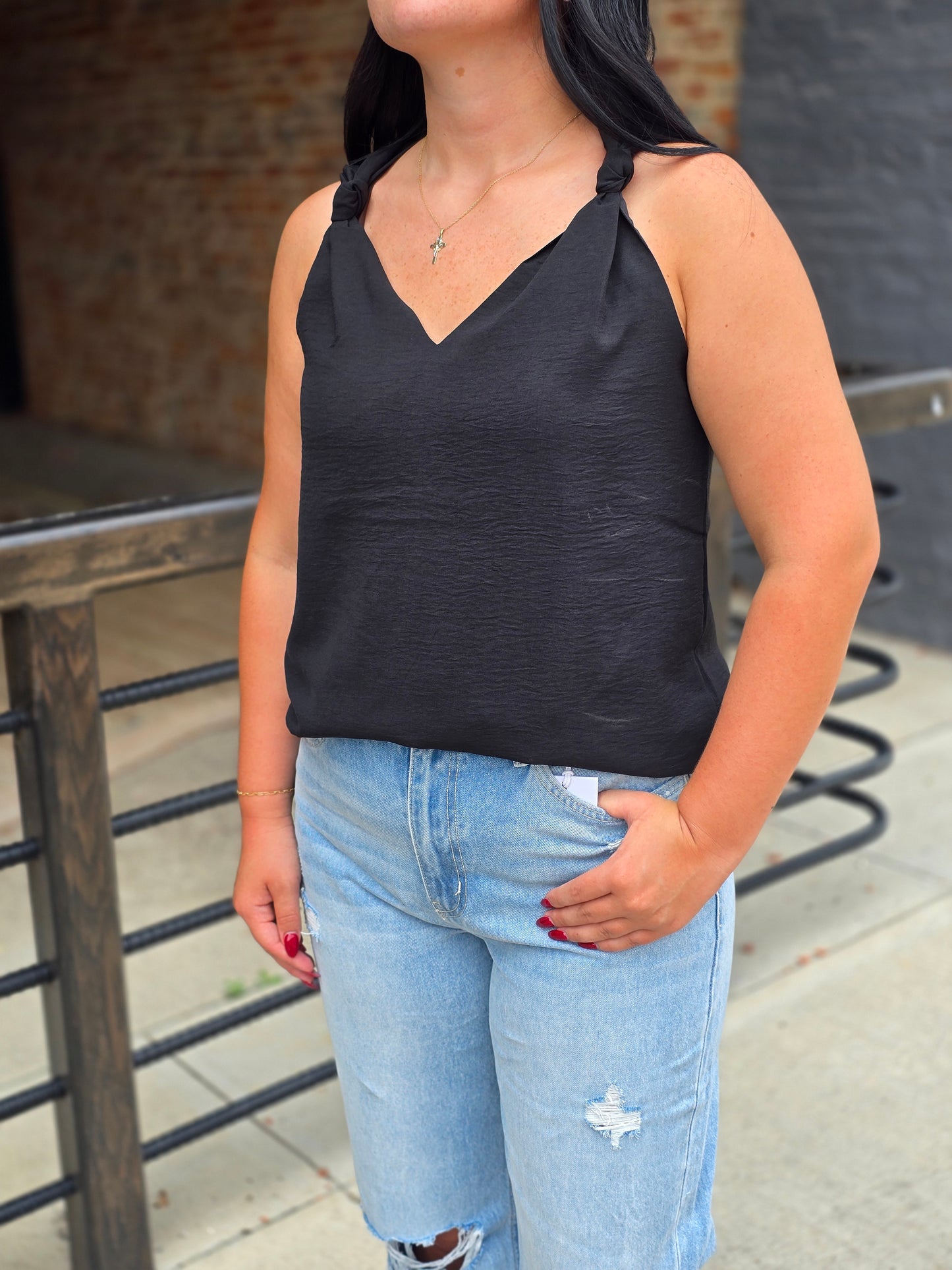 Raelynn V-Neck Knotted Top