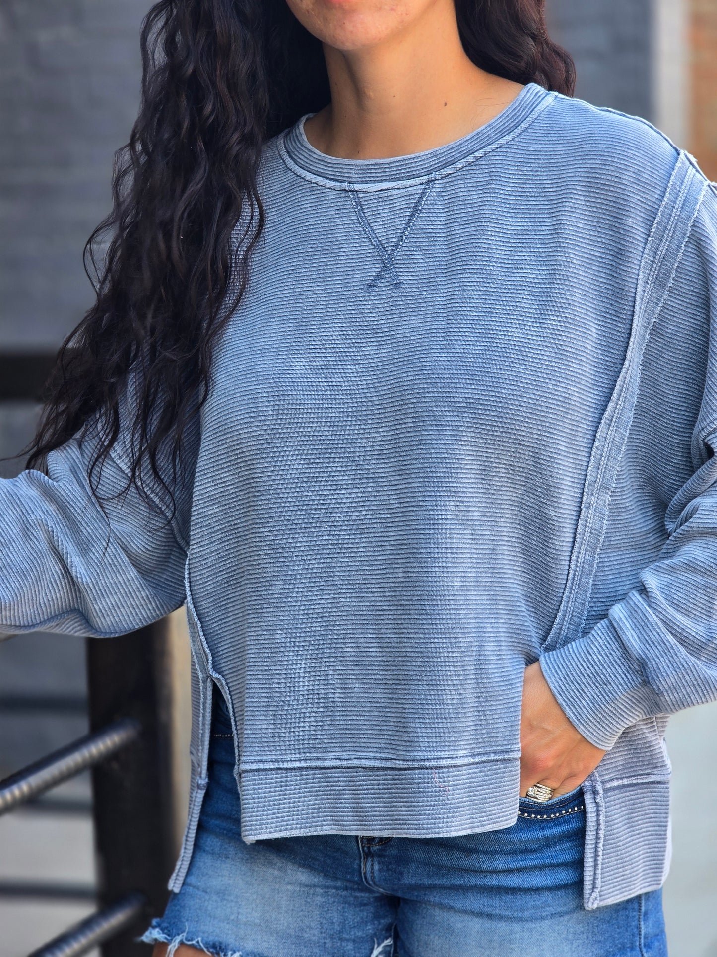 Washed Side Slit Top