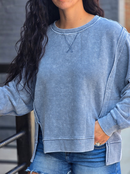 Washed Side Slit Top