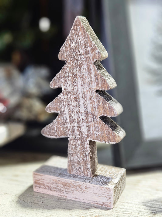 6" Distressed Wooden Tree