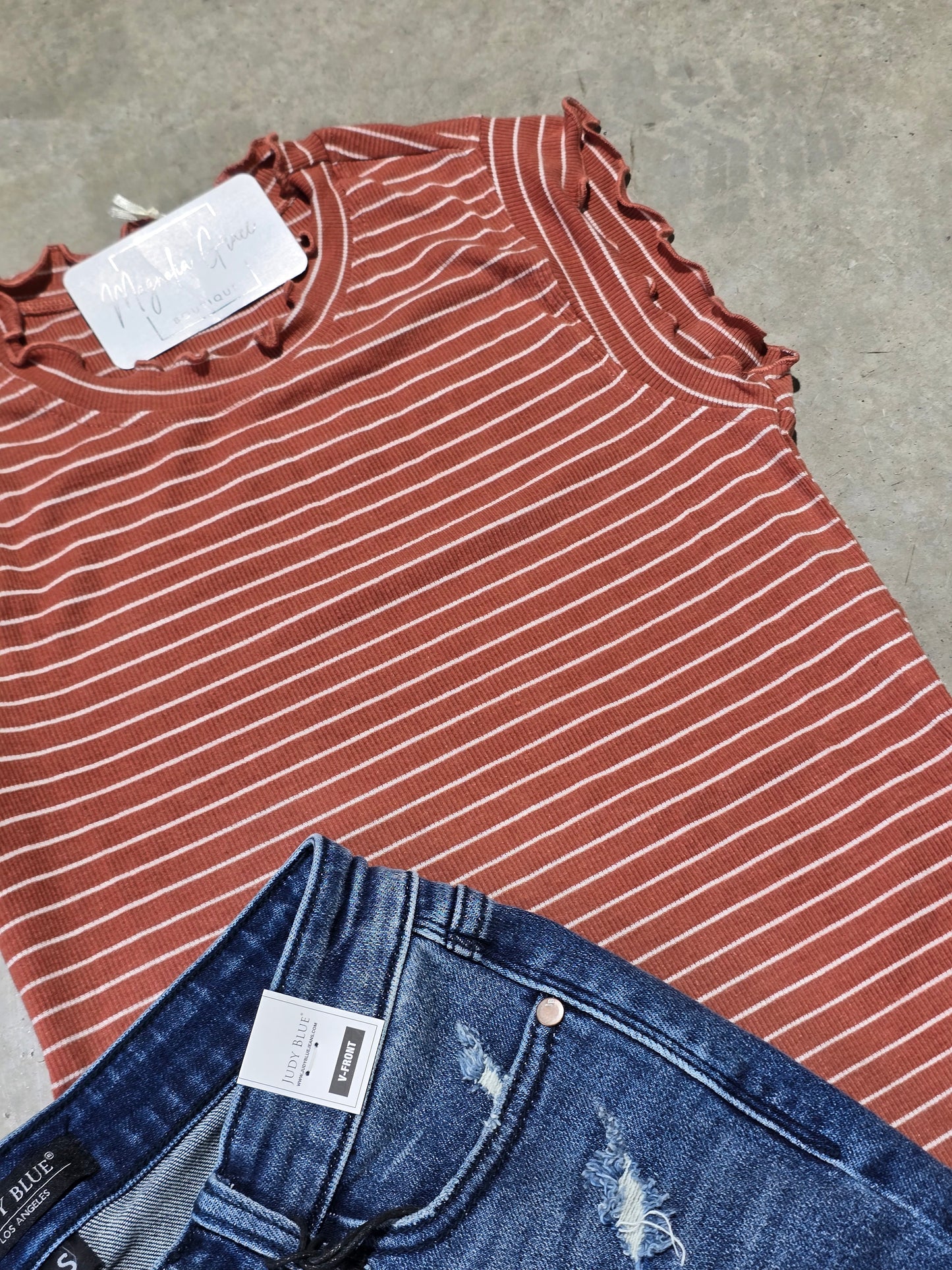 Ruffle Sleeve Stripe Tank Top