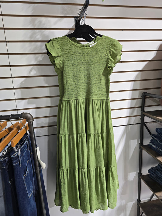 Smocked Tiered Midi Dress