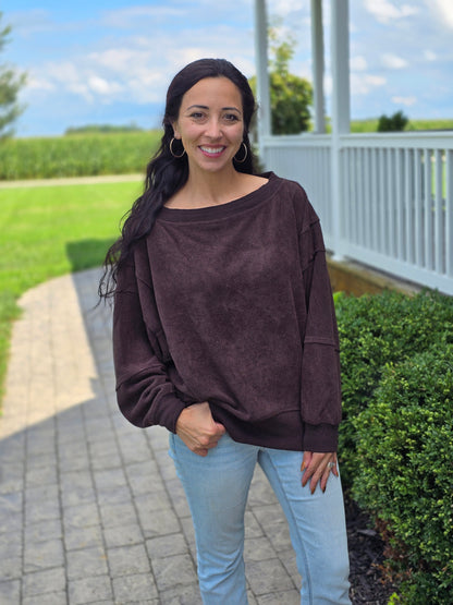 Tiered Sleeve Boat Neck Exposed Seam