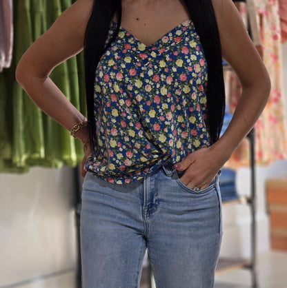 V Neck Floral Printed Tank Top