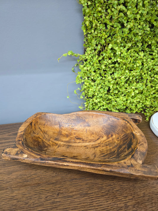 Wooden Distressed Bowl brown