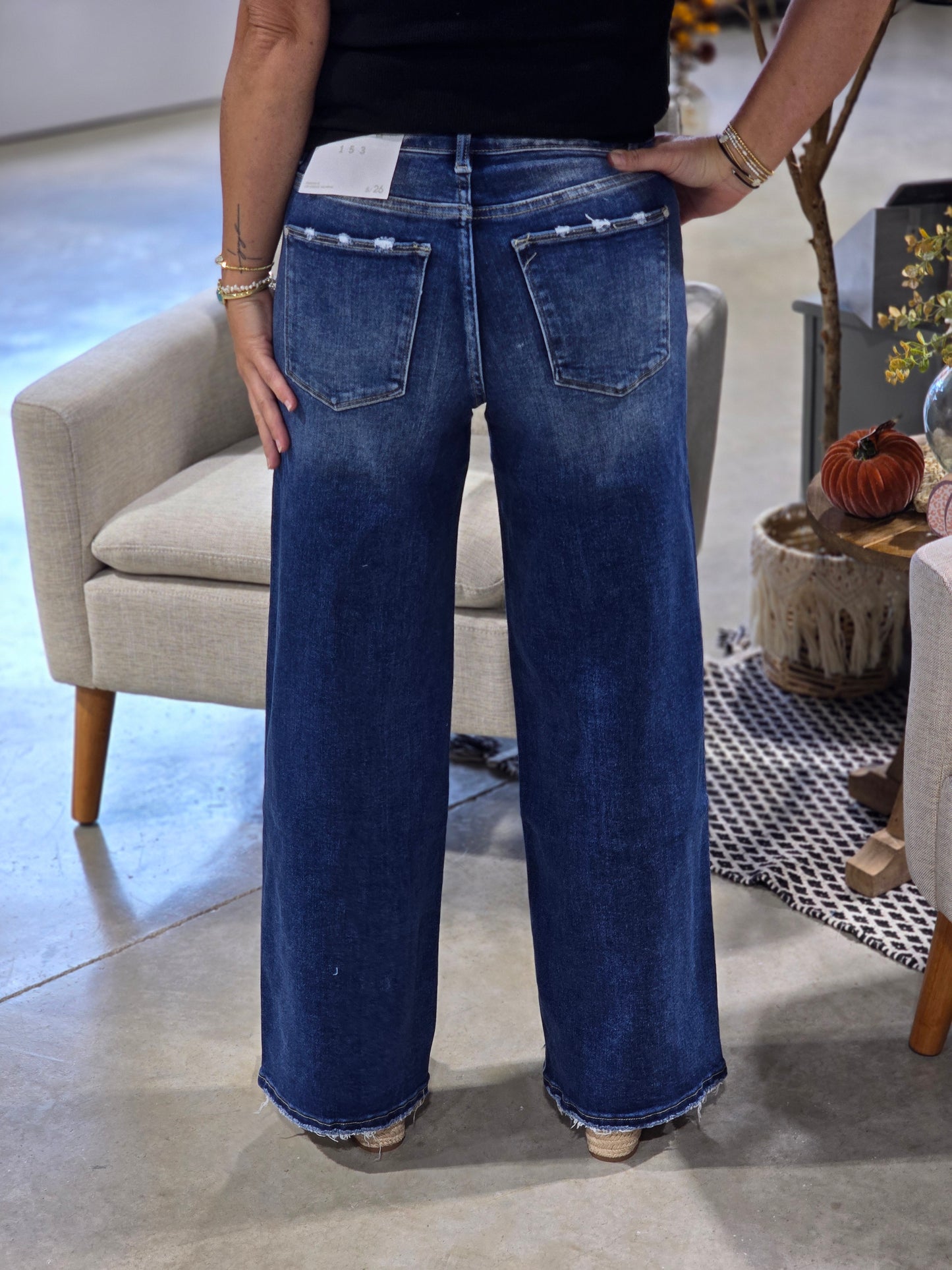 High Rise Super Stretch Wide Leg w/ Destroyed Hem