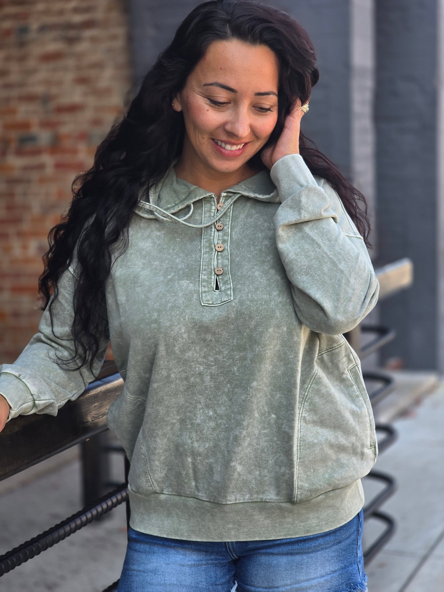 Olive Washed Hoodie