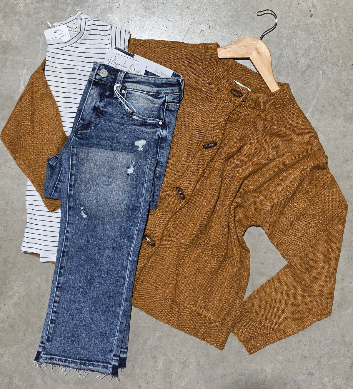 Button Down Camel Sweater