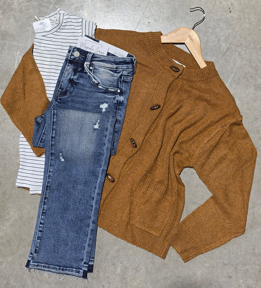 Button Down Camel Sweater