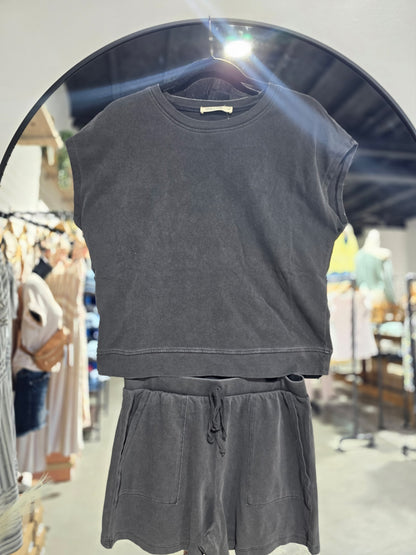 Sleeveless Crew Neck Top and Shorts Set