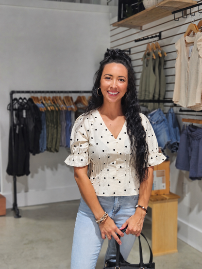 Polka Dot Peplum Blouse