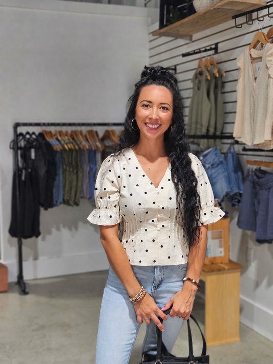 Polka Dot Peplum Blouse
