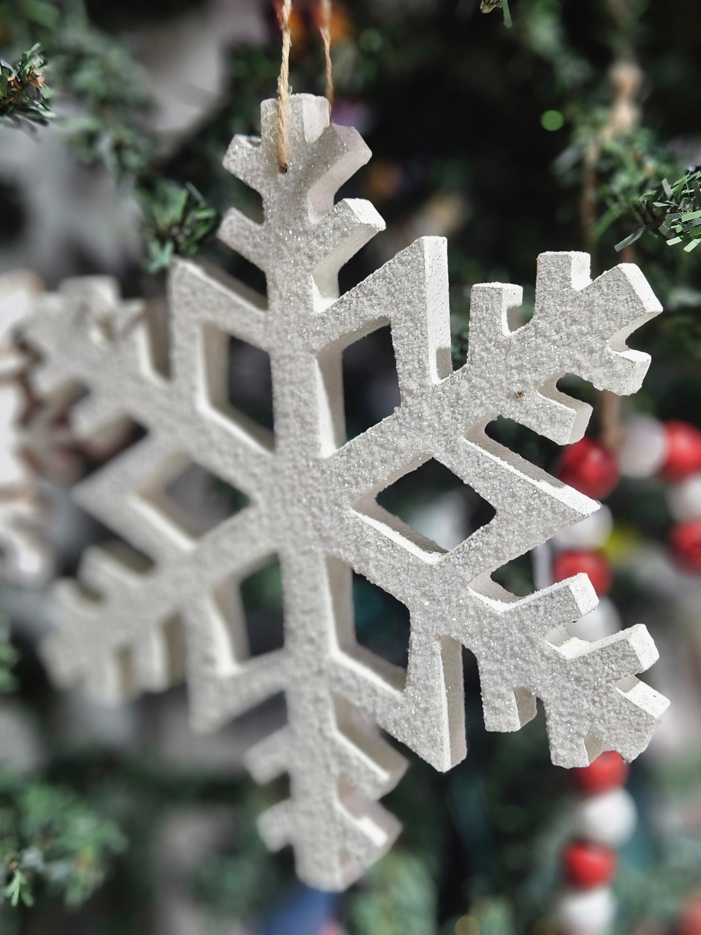 White Glitter Snowflake  Ornament 8in