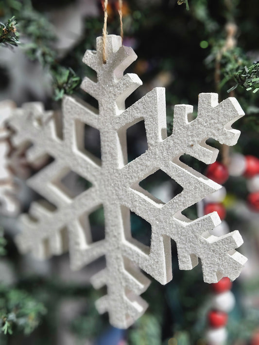 White Glitter Snowflake  Ornament 8in