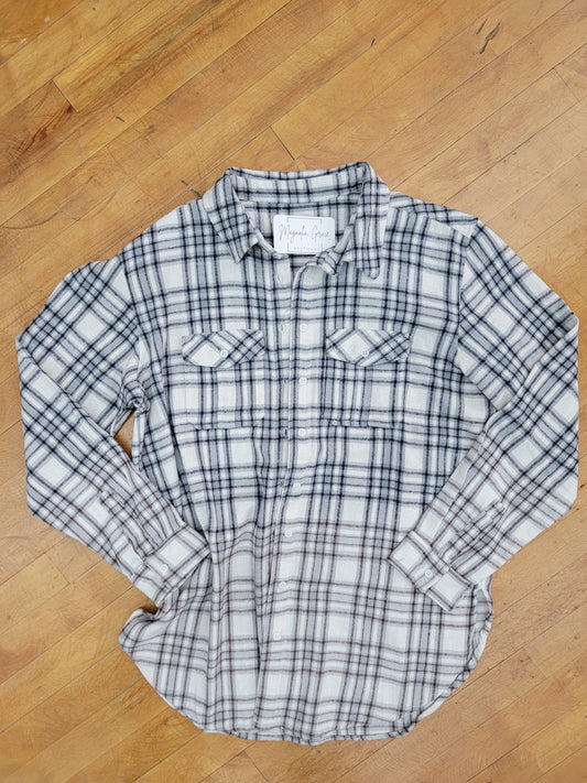 Gray Ivory Plaid