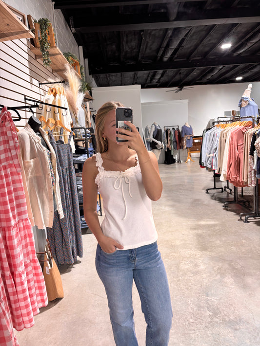 Ribbed, Ruffle Tank