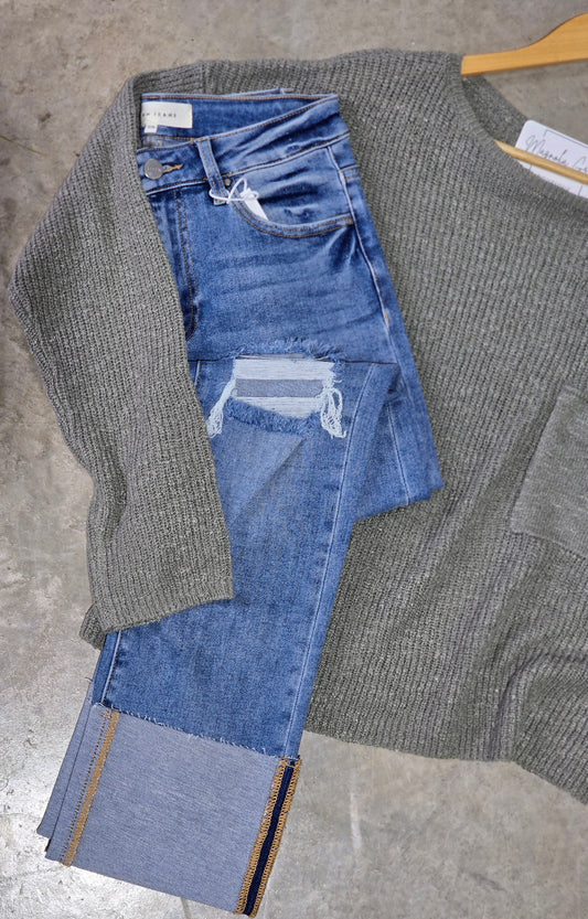 Risen Cuffed Crop Jeans