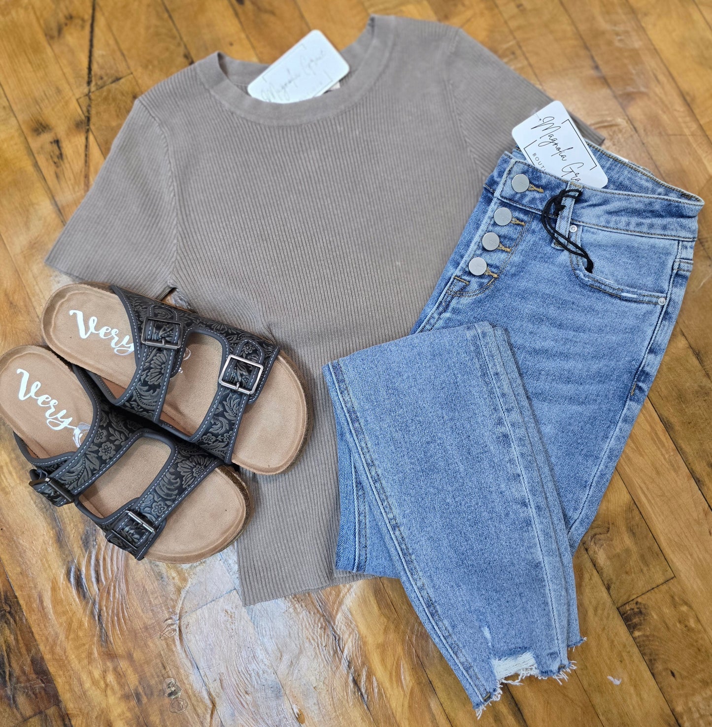 Mocha Ribbed Tee