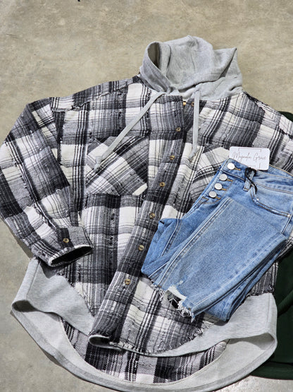 Flannel Hooded Top