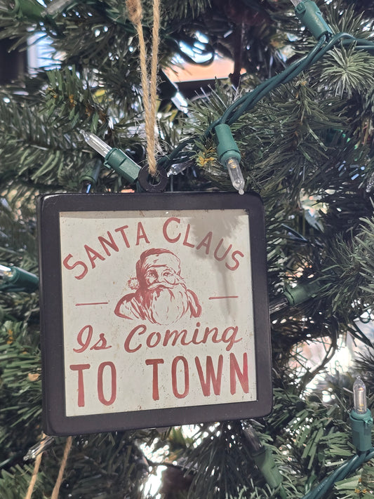 Santa Square Ornament