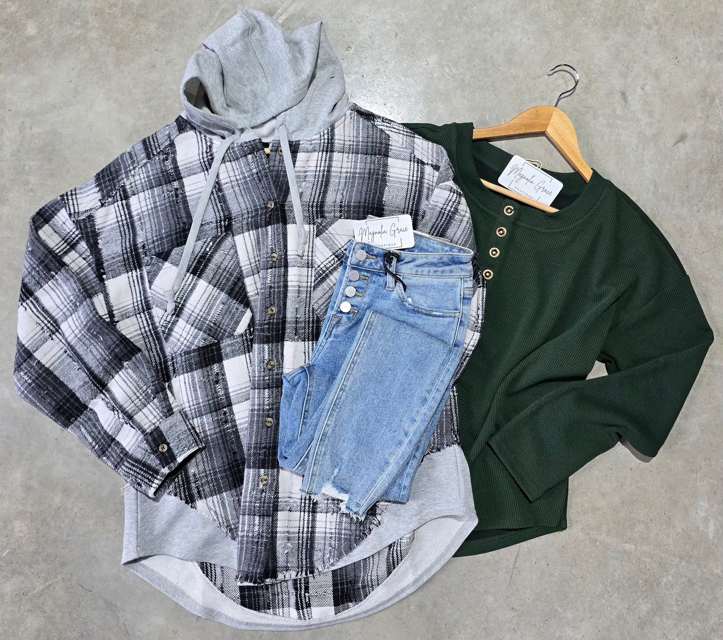 Flannel Hooded Top
