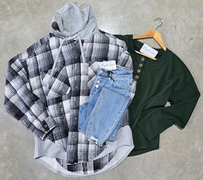 Flannel Hooded Top