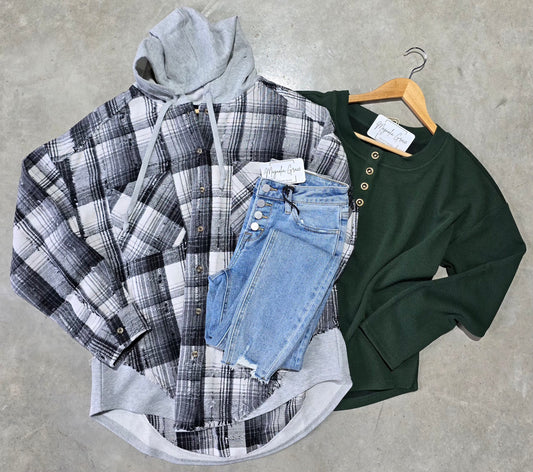 Flannel Hooded Top